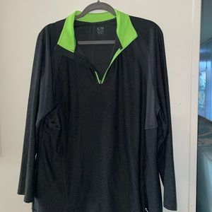 Dark grey long sleeve quarter zip active wear shirt